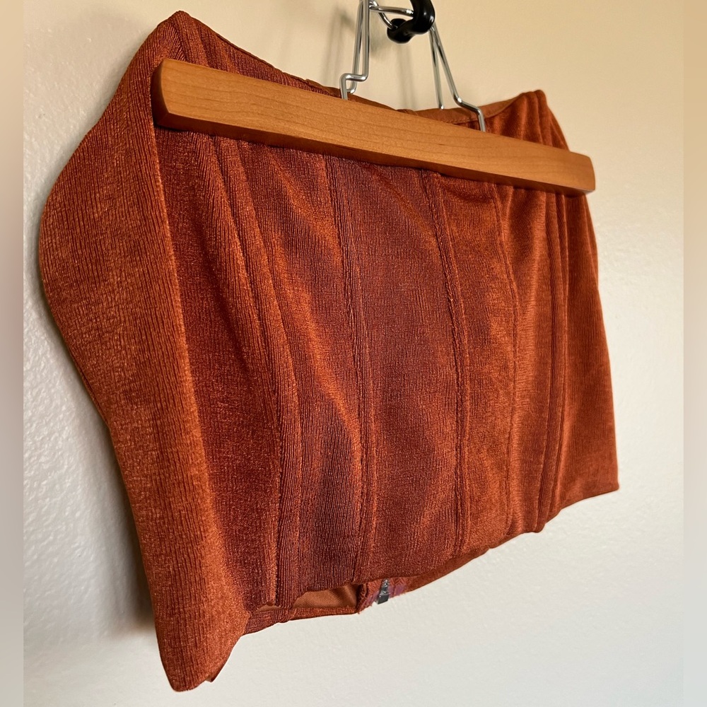 Mable Rust Orange Women’s Strapless Crop Top